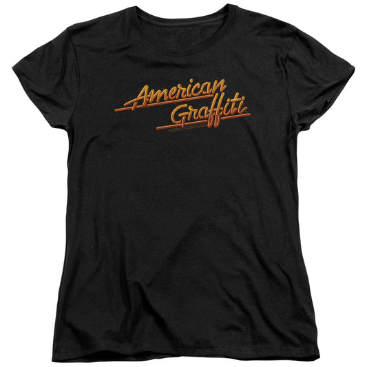 American Graffiti - Neon Logo - Short Sleeve Womens Tee - Black - Sm - Black T-shirt