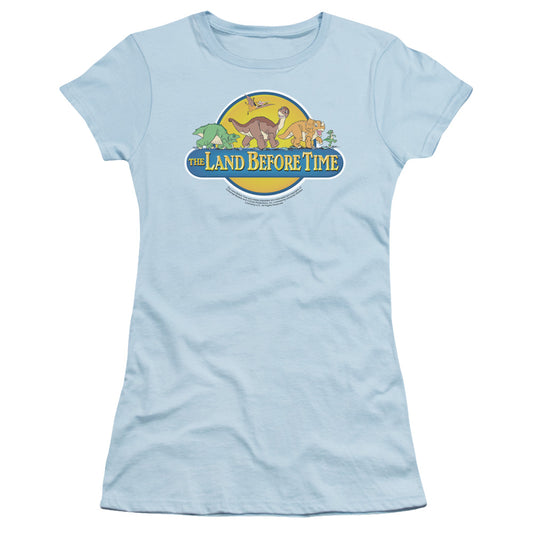 Land Before Time - Dino Breakout - Short Sleeve Junior Sheer - Light Blue T-shirt