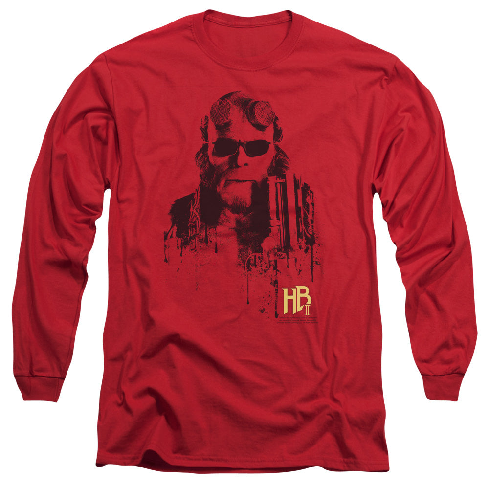 Hellboy Ii - Splatter Gun - Long Sleeve Adult 18/1 - Red T-shirt