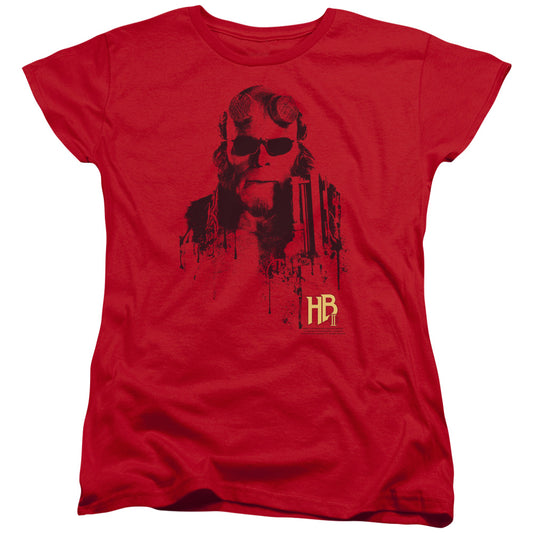 Hellboy Ii - Splatter Gun - Short Sleeve Womens Tee - Red T-shirt