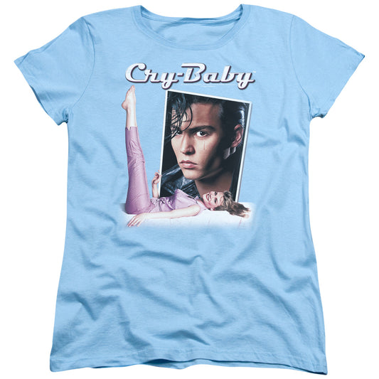 Cry Baby - Title - Short Sleeve Womens Tee - Light Blue - Sm - Light Blue T-shirt