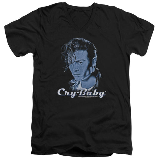 Cry Baby - King Cry Baby - Short Sleeve Adult V-neck 30/1 - Black T-shirt