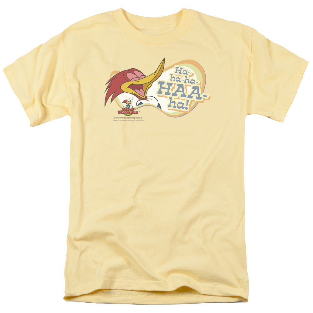 Woody Woodpecker - Famous Laugh - Short Sleeve Adult 18/1 - Banana T-shirt