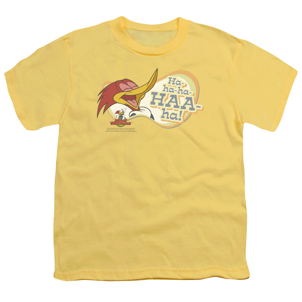 Woody Woodpecker - Famous Laugh - Short Sleeve Youth 18/1 - Banana T-shirt