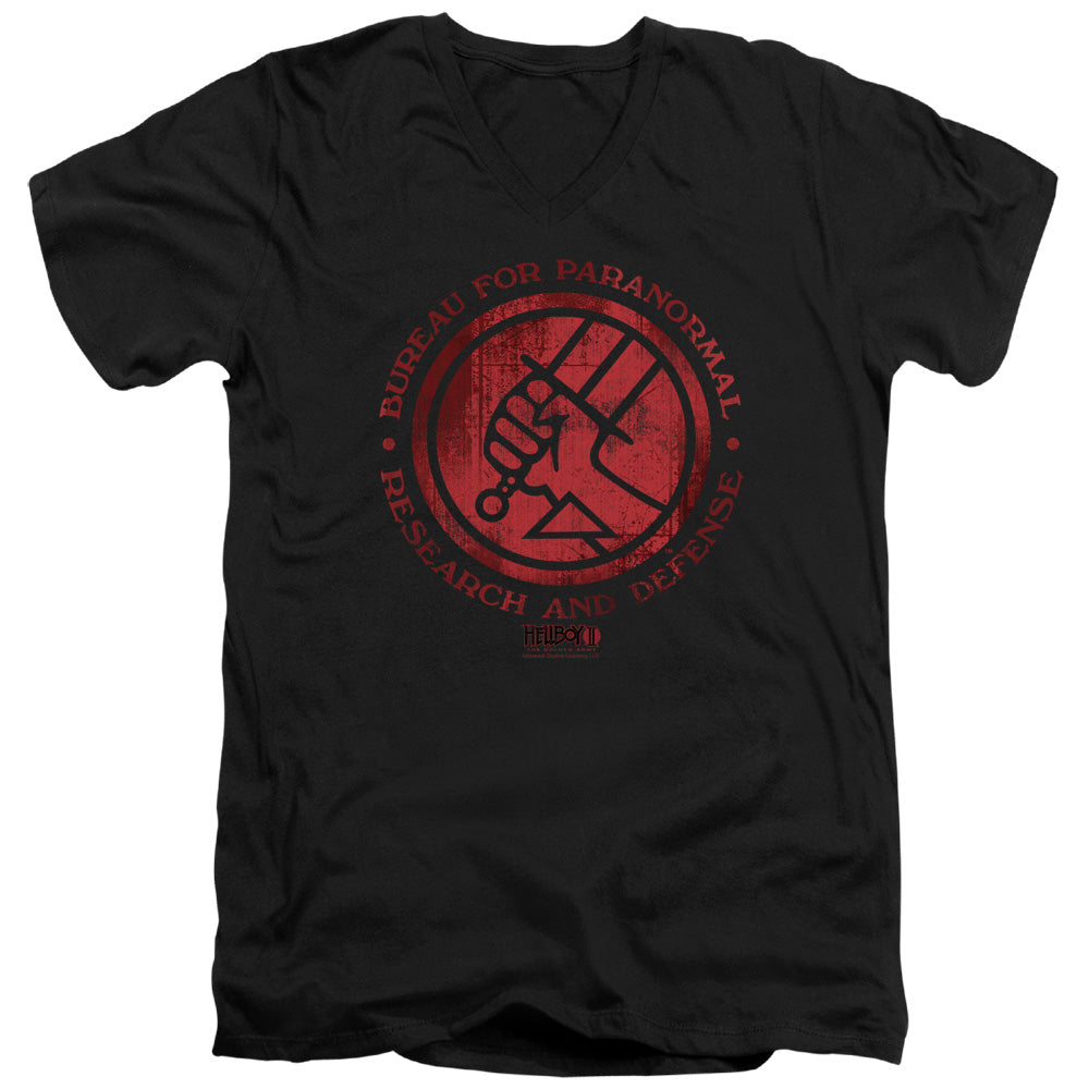 Hellboy Ii - Bprd Logo - Short Sleeve Adult V-neck - Black T-shirt