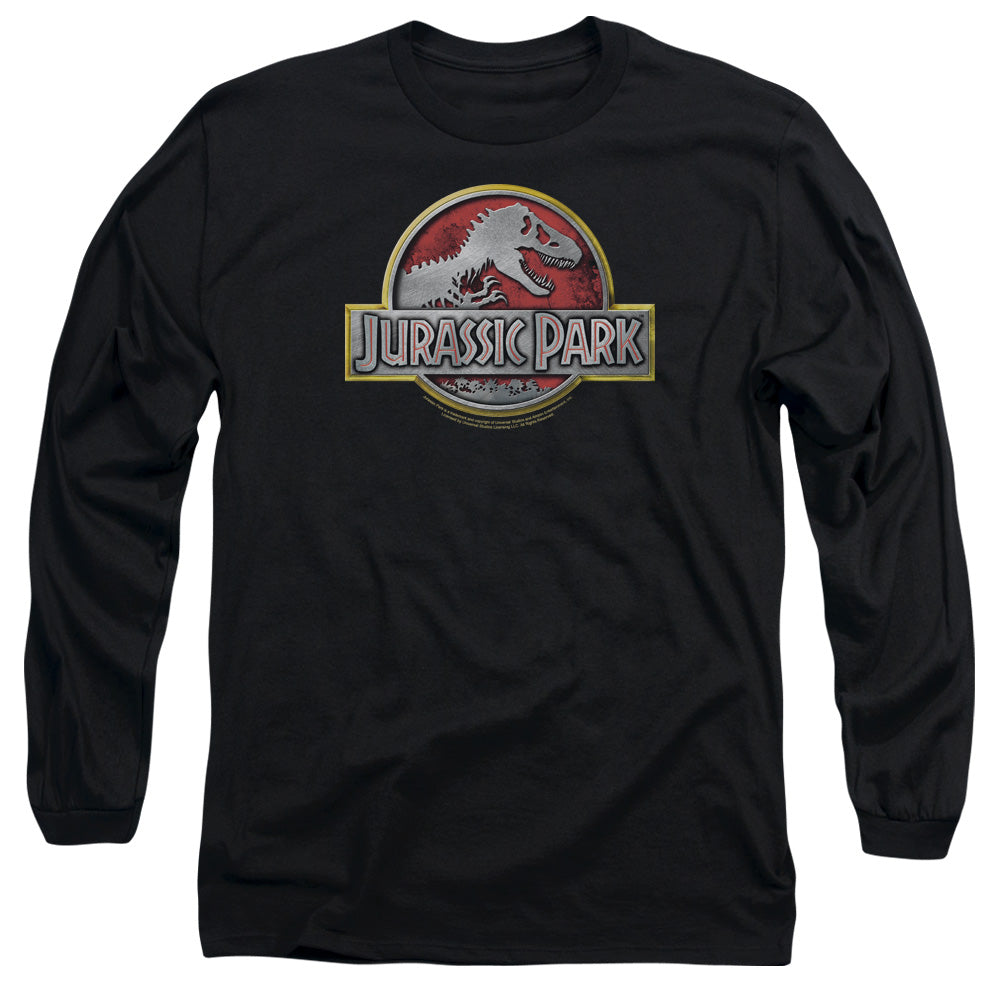 Jurassic Park - Logo - Long Sleeve Adult 18/1 - Black T-shirt