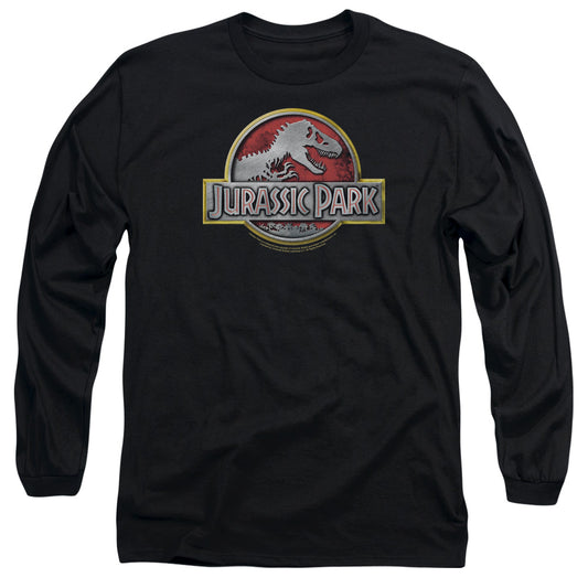 Jurassic Park - Logo - Long Sleeve Adult 18/1 - Black T-shirt