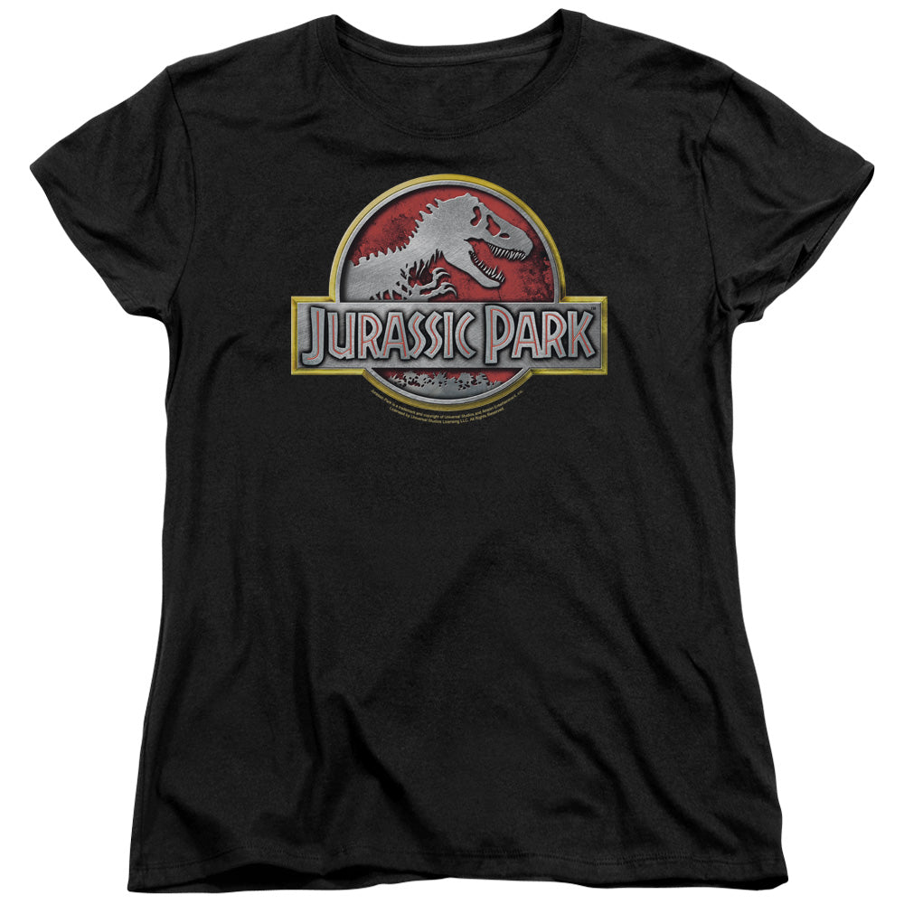 Jurassic Park - Logo - Short Sleeve Womens Tee - Black T-shirt