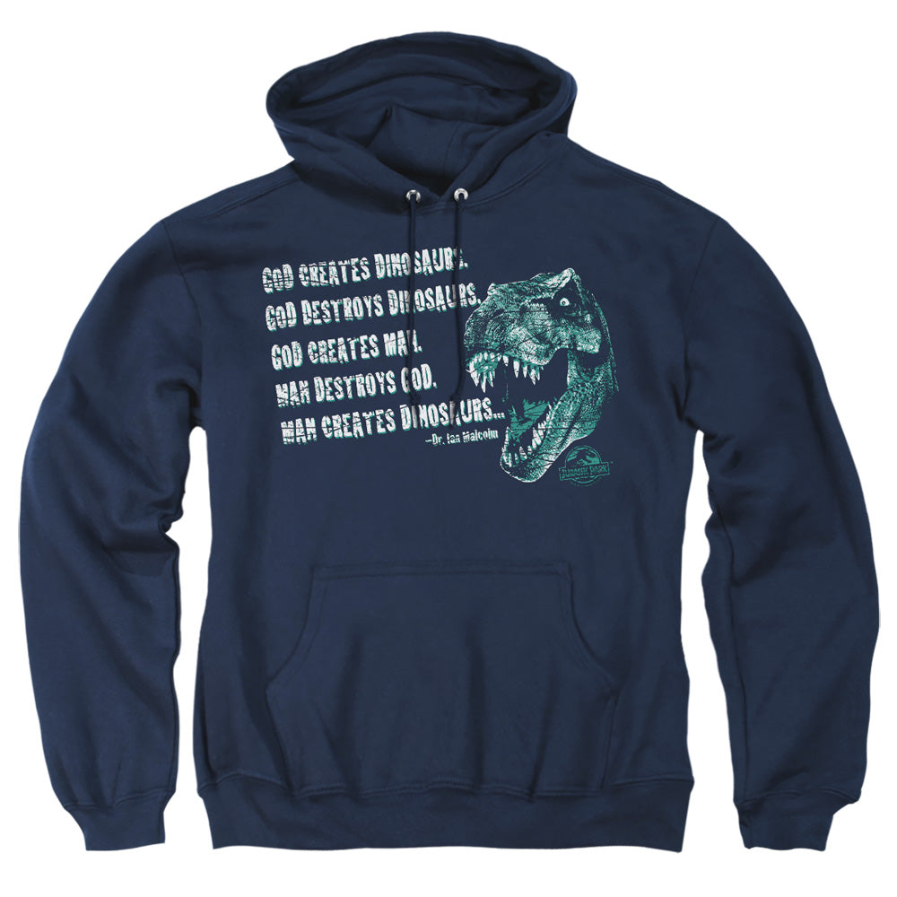 Jurassic Park - God Creates Dinosaurs - Adult Pull-over Hoodie - Navy