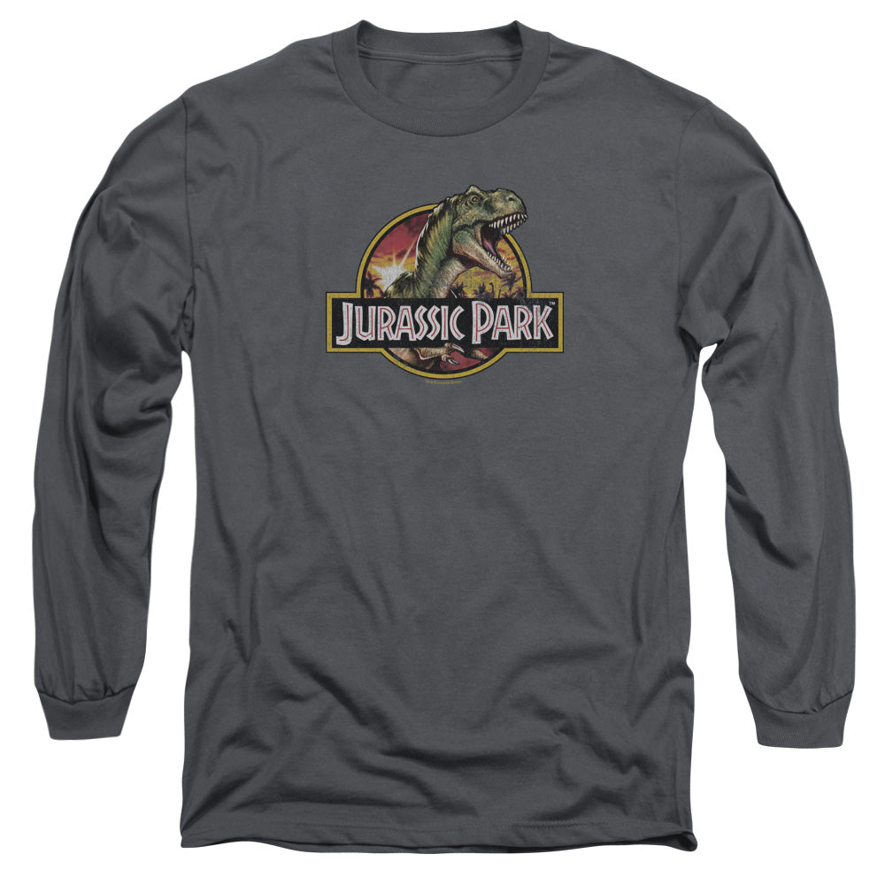 Jurassic Park - Retro Rex - Long Sleeve Adult 18/1 - Charcoal T-shirt