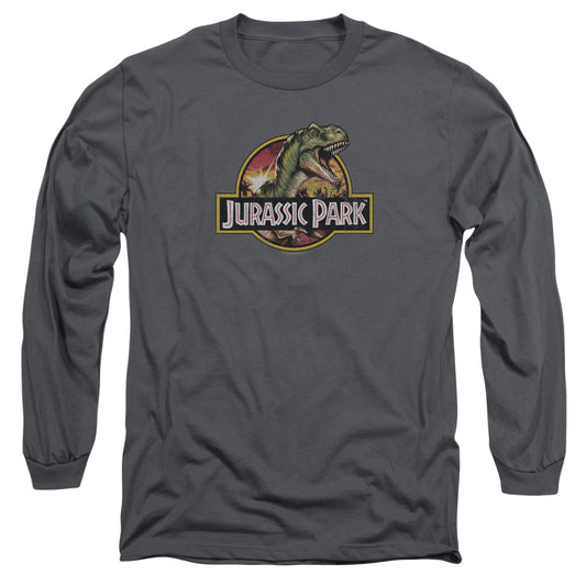 Jurassic Park - Retro Rex - Long Sleeve Adult 18/1 - Charcoal T-shirt