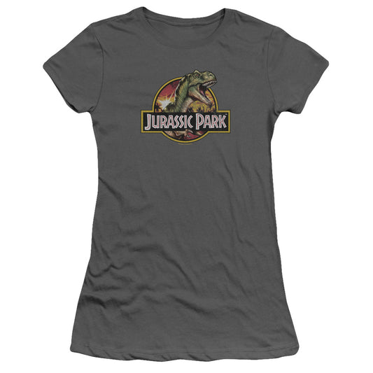 Jurassic Park - Retro Rex - Short Sleeve Junior Sheer - Charcoal T-shirt