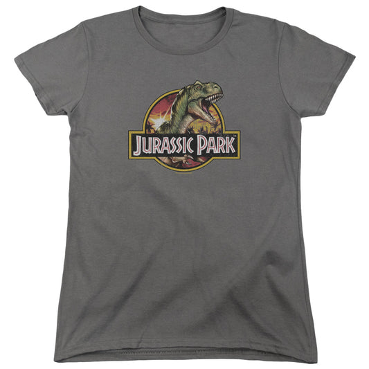 Jurassic Park - Retro Rex - Short Sleeve Womens Tee - Charcoal T-shirt