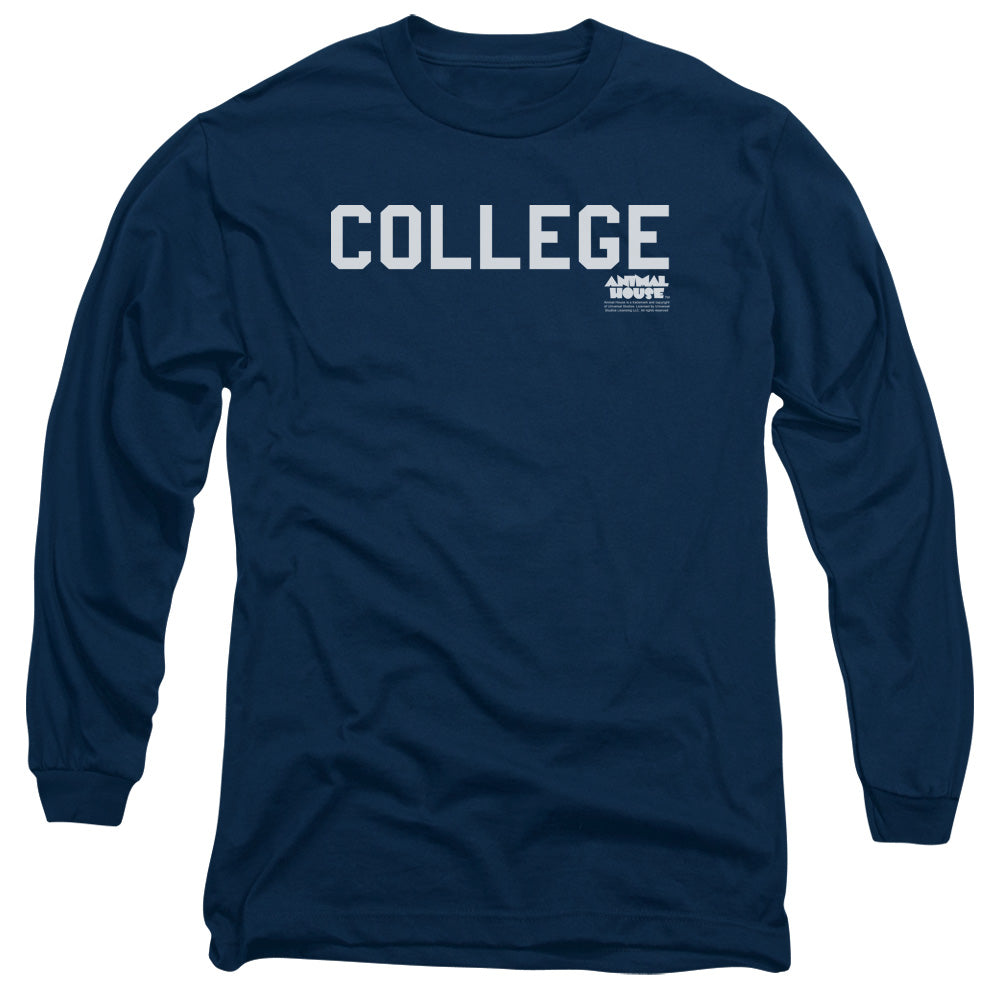 Animal House - College - Long Sleeve Adult 18/1 - Navy - Sm - Navy T-shirt