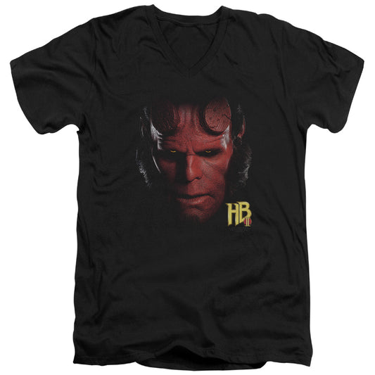 Hellboy Ii - Hellboy Head - Short Sleeve Adult V-neck - Black T-shirt