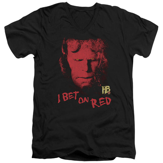 HELLBOY II I BET ON RED - S/S ADULT V-NECK - BLACK T-Shirt