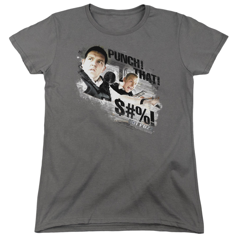 Hot Fuzz - Punch That - Short Sleeve Womens Tee - Charcoal T-shirt