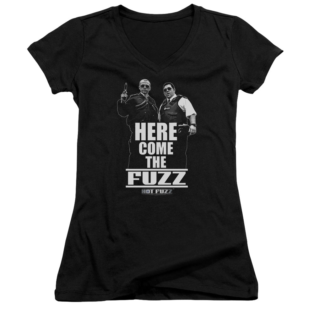 Hot Fuzz Here Come The Fuzz - Junior V-neck - Black