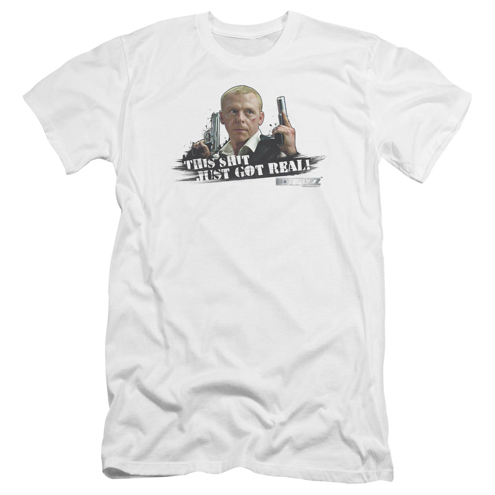 Hot Fuzz - Just Got Real-premuim Canvas Adult Slim Fit 30/1 - White