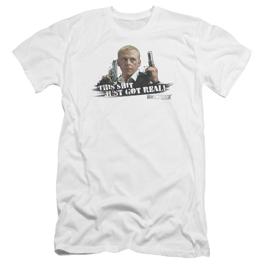 Hot Fuzz - Just Got Real-premuim Canvas Adult Slim Fit 30/1 - White