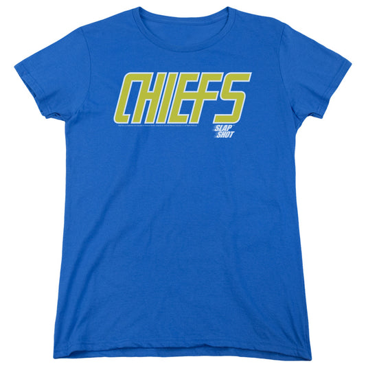Slap Shot - Chiefs Logo - Short Sleeve Womens Tee - Royal Blue T-shirt