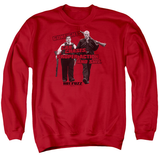 Hot Fuzz - Days Work - Adult Crewneck Sweatshirt - Red