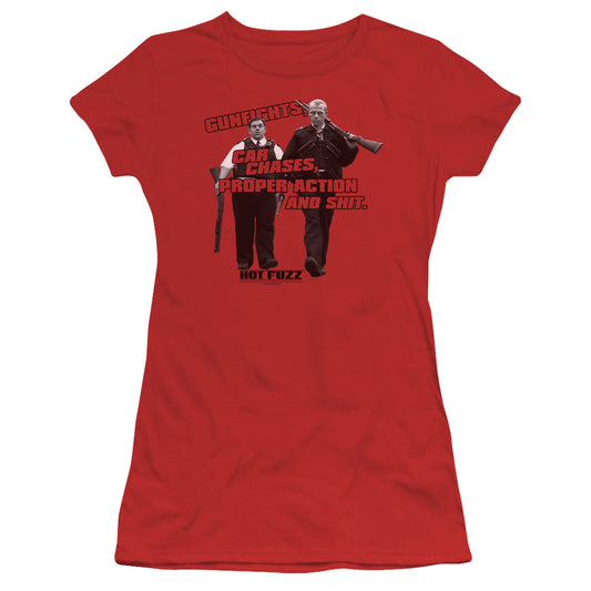 Hot Fuzz - Days Work - Short Sleeve Junior Sheer - Red T-shirt