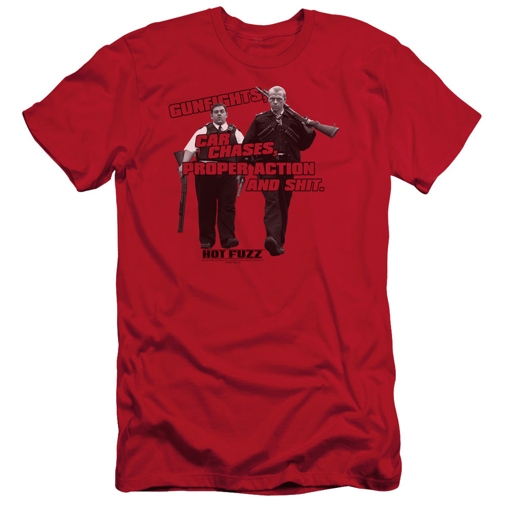 Hot Fuzz - Days Work - Short Sleeve Adult 30/1 - Red T-shirt