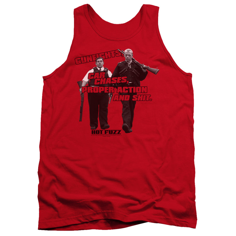 Hot Fuzz - Days Work - Adult Tank - Red