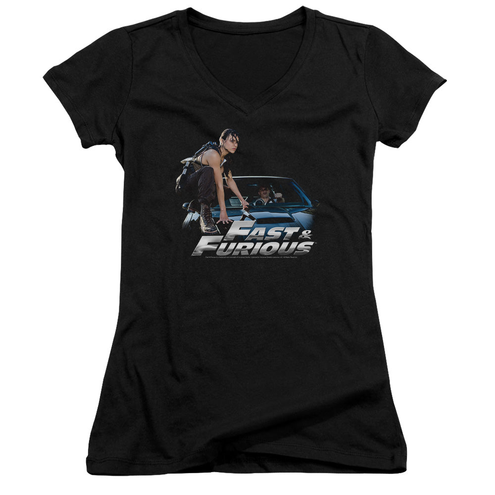 Fast And The Furious - Car Ride - Junior V-neck - Black - Sm - Black