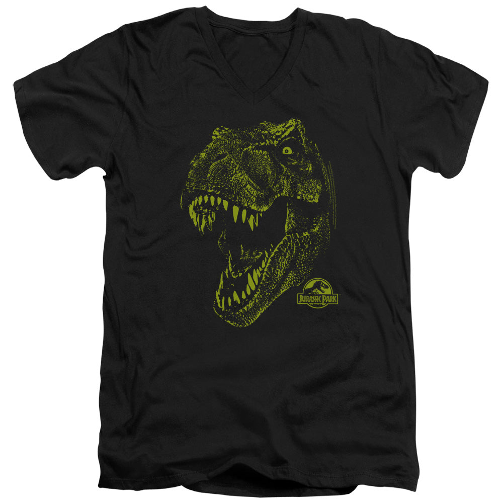 Jurassic Park - Rex Mount - Short Sleeve Adult V-neck - Black T-shirt