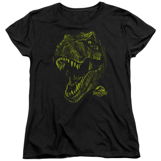 Jurassic Park - Rex Mount - Short Sleeve Womens Tee - Black T-shirt