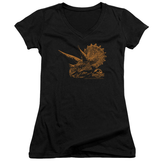 Jurassic Park Tri Mount - Junior V-neck - Black