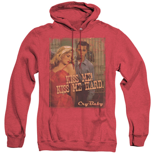 Cry Baby - Kiss Me - Adult Heather Hoodie - Red