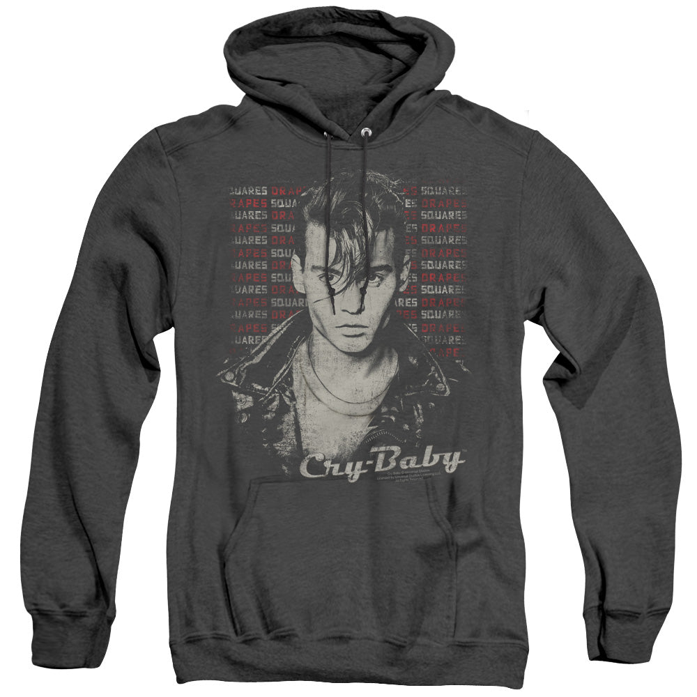 Cry Baby - Drapes And Squares - Adult Heather Hoodie - Black