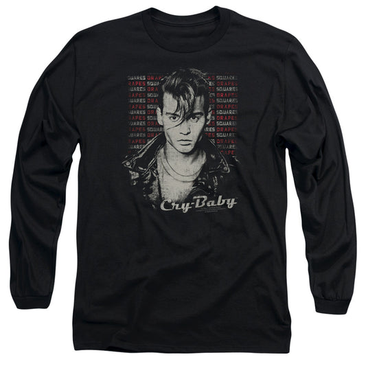 Cry Baby - Drapes And Squares - Long Sleeve Adult 18/1 - Black T-shirt
