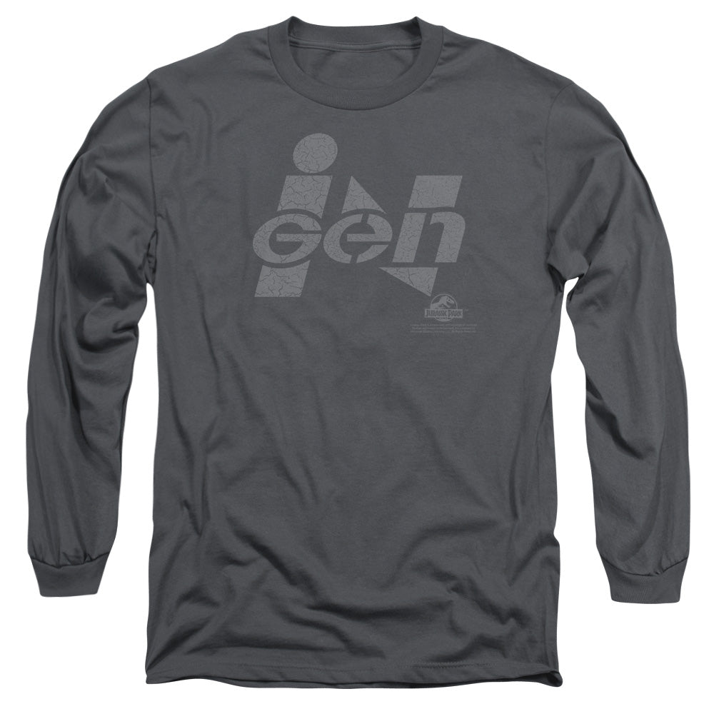 Jurassic Park - Ingen Logo - Long Sleeve Adult 18/1 - Charcoal T-shirt