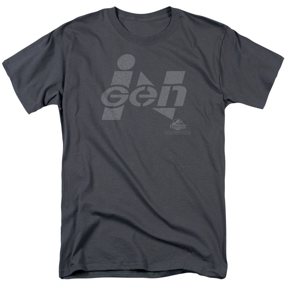 Jurassic Park - Ingen Logo - Short Sleeve Adult 18/1 - Charcoal T-shirt
