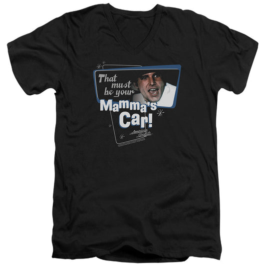 American Grafitti - Mammas Car - Short Sleeve Adult V-neck 30/1 - Black T-shirt
