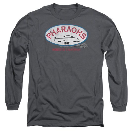 American Graffiti - Pharaohs - Long Sleeve Adult 18/1 - Charcoal - Sm - Charcoal T-shirt