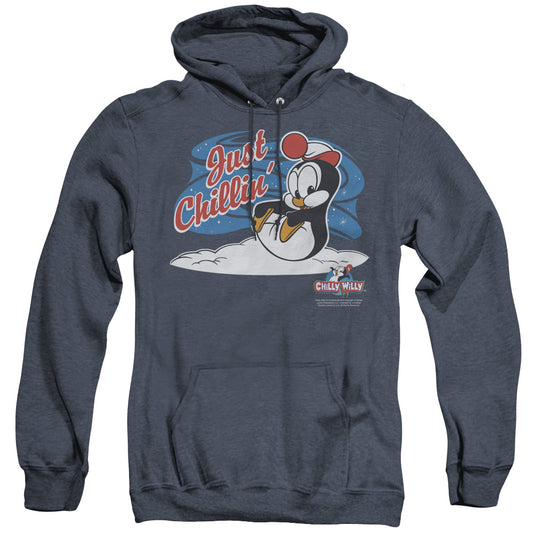 Chilly Willy - Just Chillin - Adult Heather Hoodie - Navy