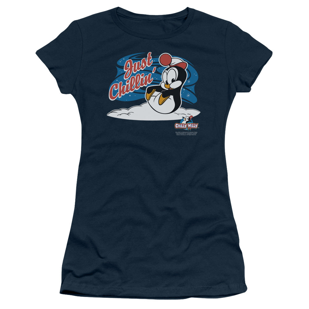 Chilly Willy - Just Chillin - Short Sleeve Junior Sheer - Navy T-shirt