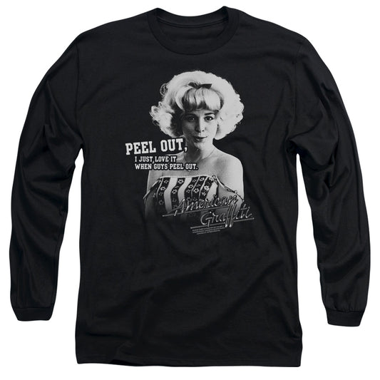 American Graffiti - Peel Out - Long Sleeve Adult 18/1 - Black - Sm - Black T-shirt