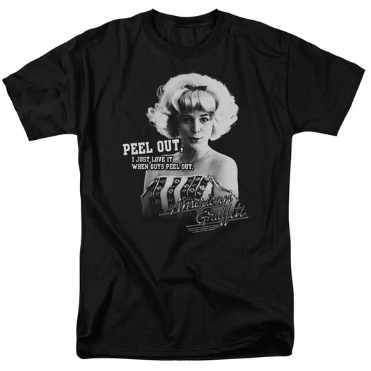 American Graffiti - Peel Out - Short Sleeve Adult 18/1 - Black T-shirt