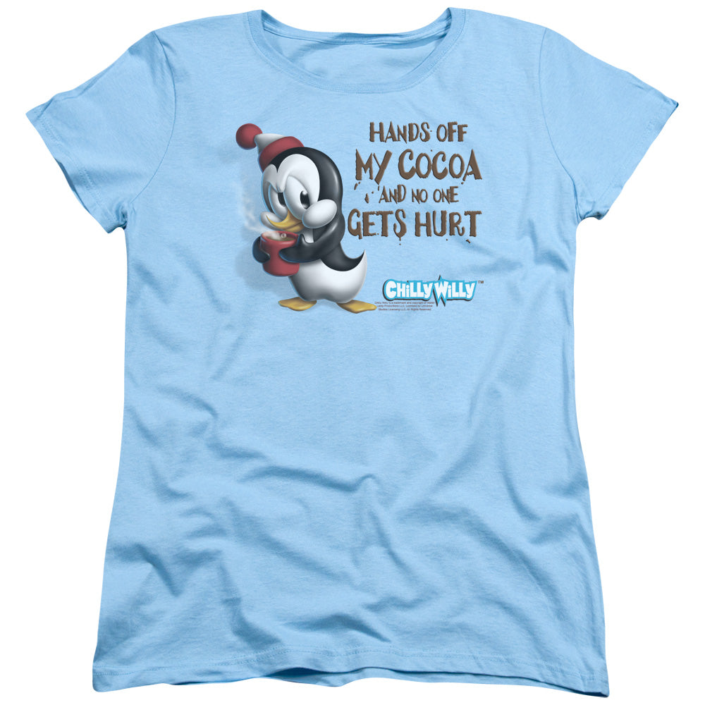Chilly Willy - Hands Off - Short Sleeve Womens Tee - Light Blue - Sm - Light Blue T-shirt