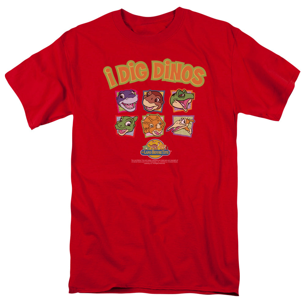 Land Before Time - I Dig Dinos - Short Sleeve Adult 18/1 - Red T-shirt