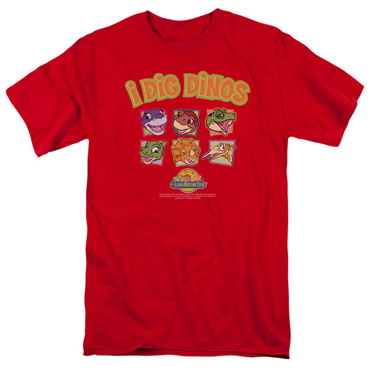 Land Before Time - I Dig Dinos - Short Sleeve Adult 18/1 - Red T-shirt