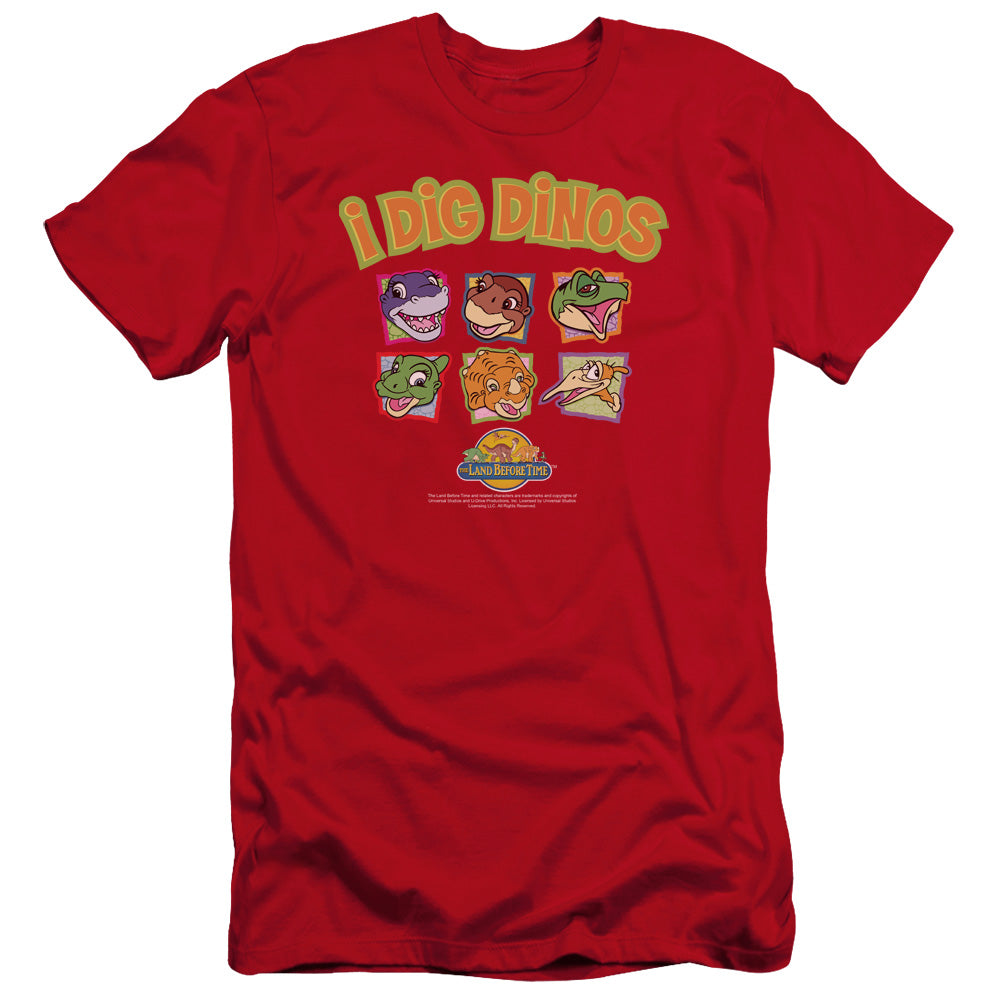 Land Before Time - I Dig Dinos-premuim Canvas Adult Slim Fit 30/1 - Red