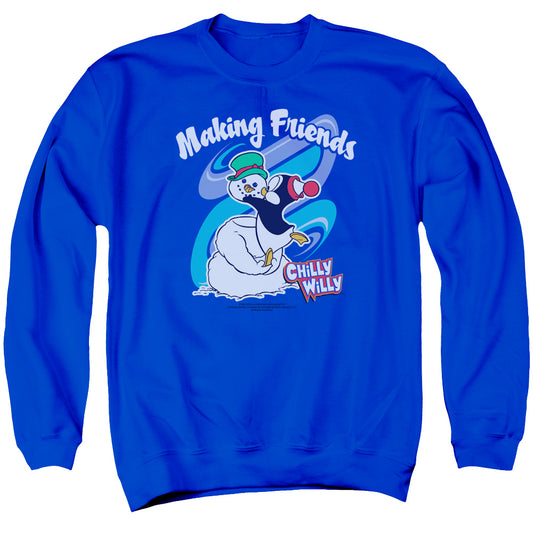 Chilly Willy - Making Friends - Adult Crewneck Sweatshirt - Royal Blue