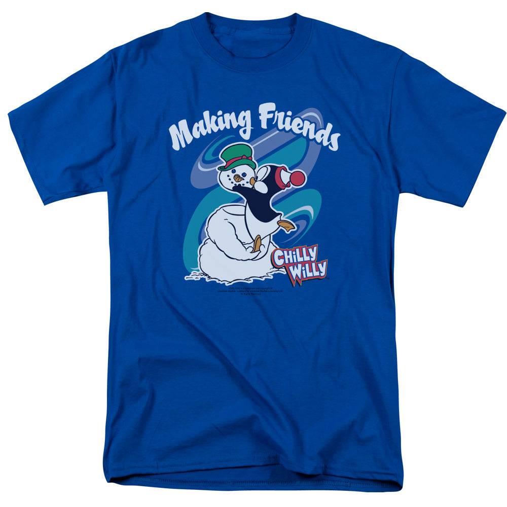 Chilly Willy - Making Friends - Short Sleeve Adult 18/1 - Royal Blue - Sm - Royal Blue T-shirt
